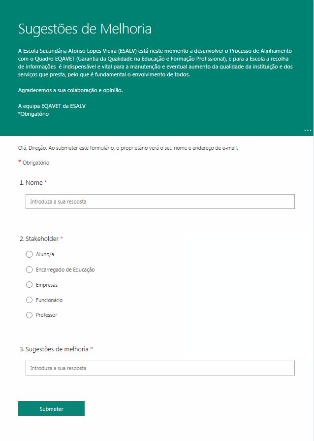 Inquerito Sugestões de Melhoria