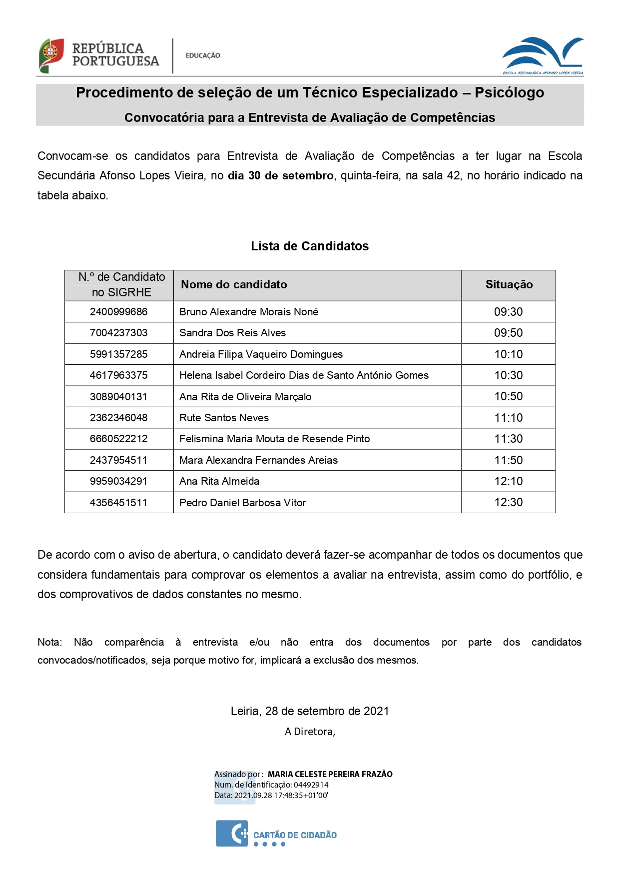 Aviso Abertura Técnico Especializado - Psicólogo