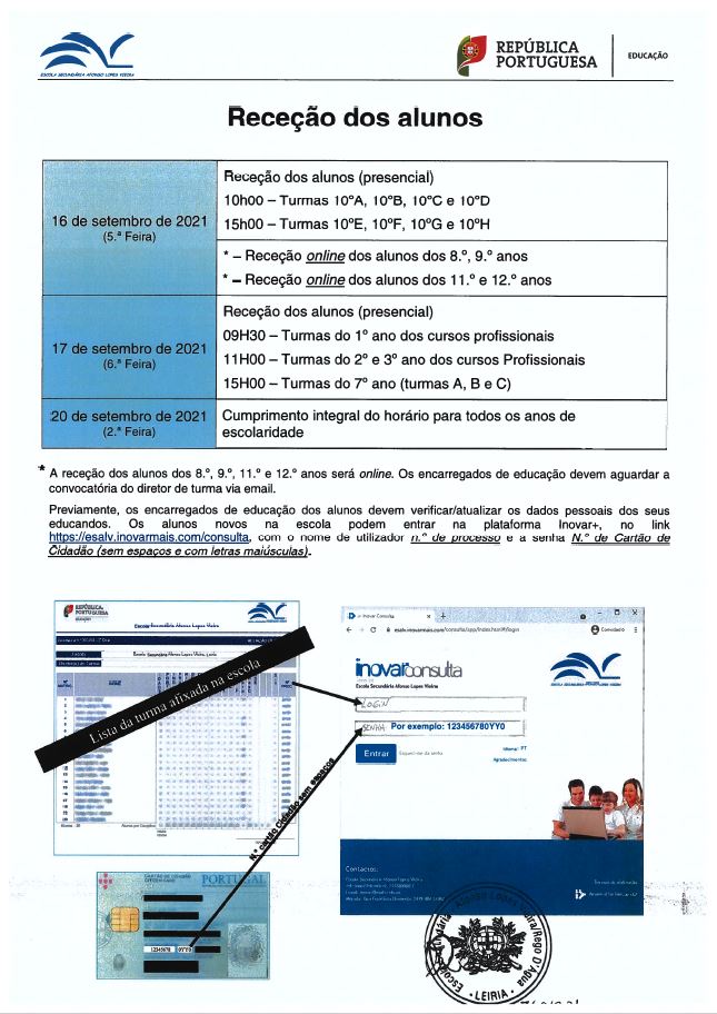 Receção aos alunos  - Ano letivo 2021/2022